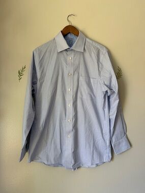 Chaps Medium Light Blue Pinstripe Men’s Dress Shirt 32/33 CoolMax Regular Fit